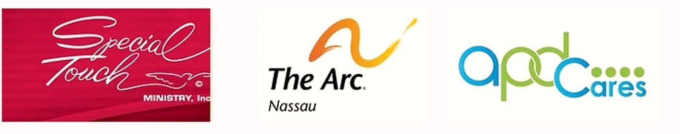 Community partner logos: Special Touch Ministry Inc., The Arc Nassau, and APD Cares.