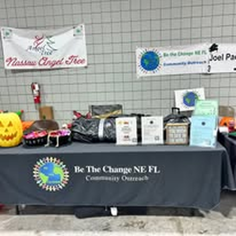 The Nassau Angel Tree and Be The Change NE FL outreach table.